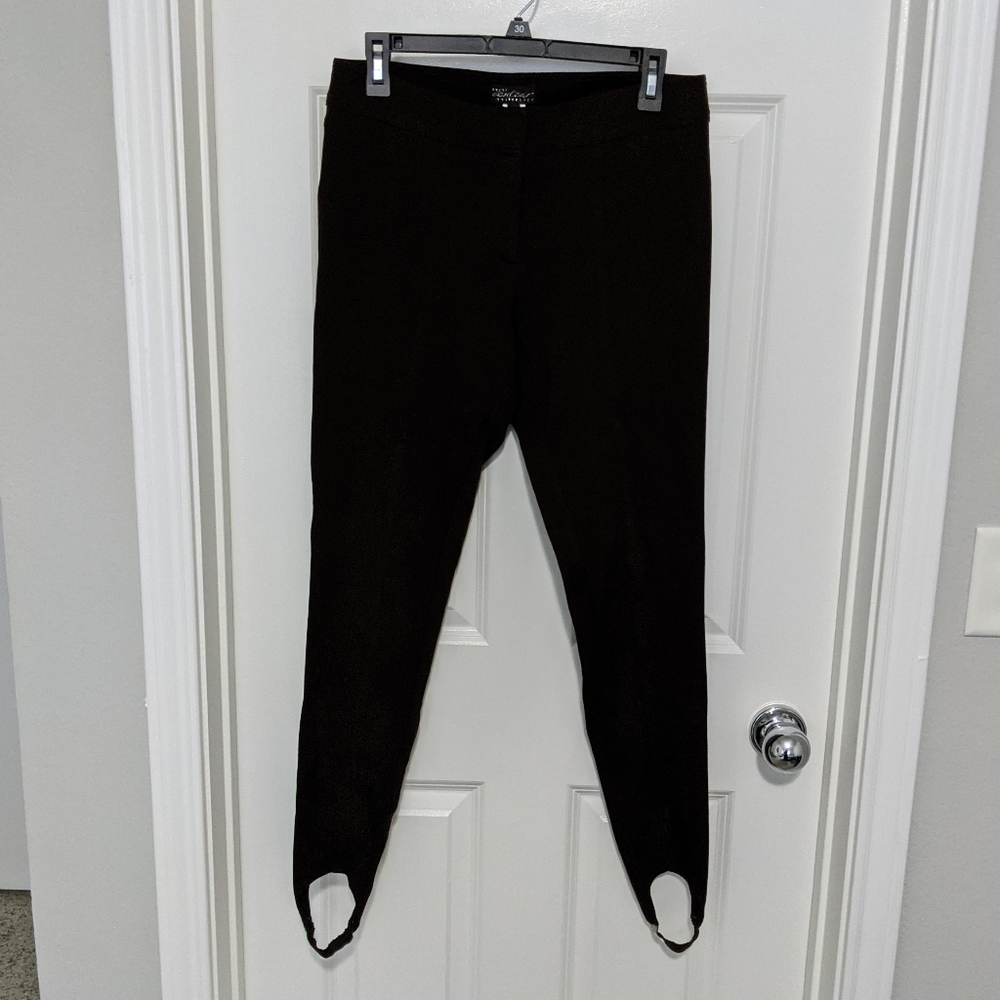 Caché Contour Brown Seamed Stirrup Skinny Pants 4 - Picture 2 of 9